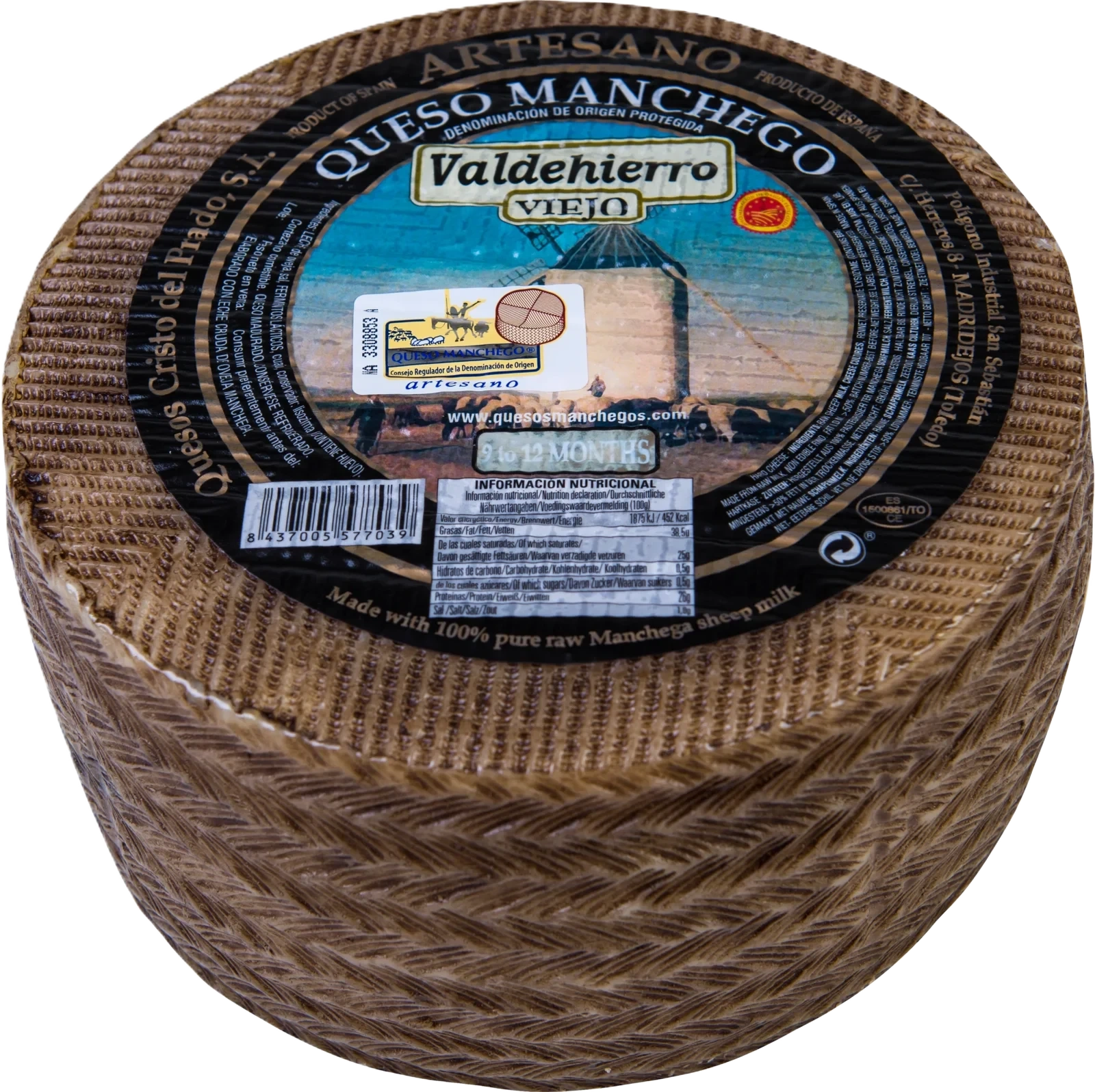 Manchego PDO 9-12 mån opast 39% hårdost