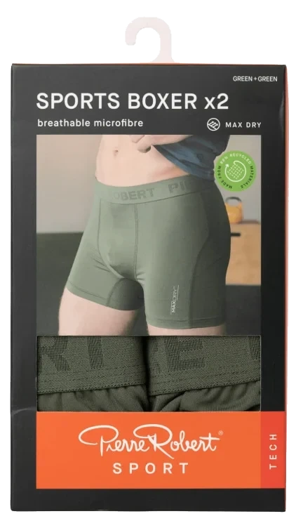 Sports Boxer Men Green Xl 2pk Pierre-Robert
