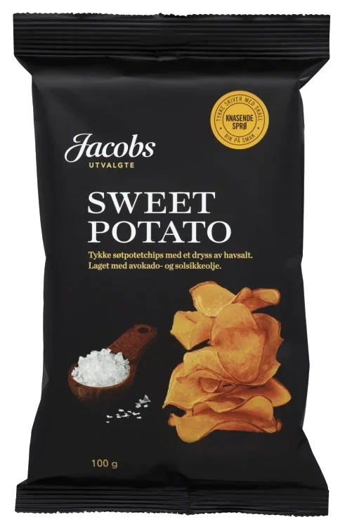 Søtpotetchips Tykke Havsalt 100g Jacobs