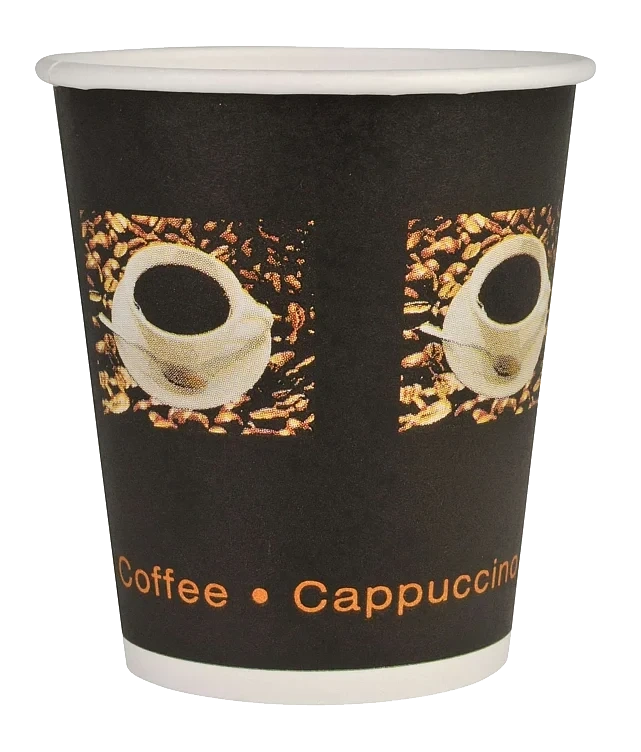 Kaffebeger coffee beans 9cm ø8cm sort pe/pap 8   24cl 50stk