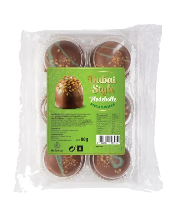 Flødebolle Dubai 6stk 100g Bakehuset