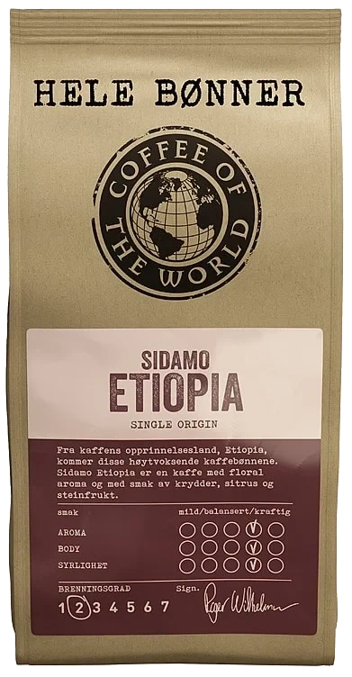 Sidamo Etiopia Hele Bønner 340g Cotw