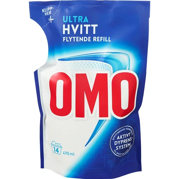 Omo Ultra Hvitt Flytende 490ml Refill
