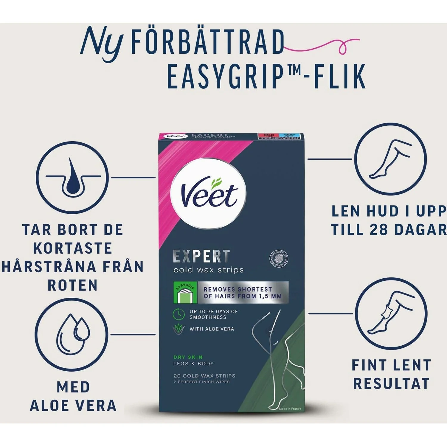 Veet Wax Strips Easy Grip For Dry Skin