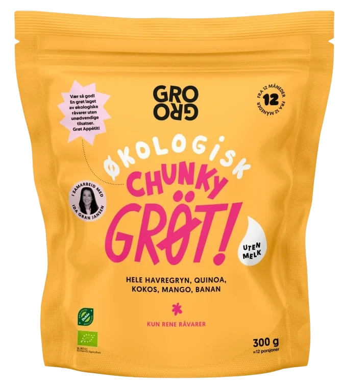 Pulvergrøt Chunky Mango&Kokos&Banan 300g Grogro