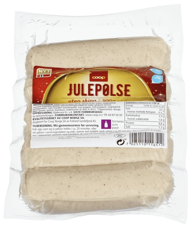 Coop Julepølse uten Skinn 500g