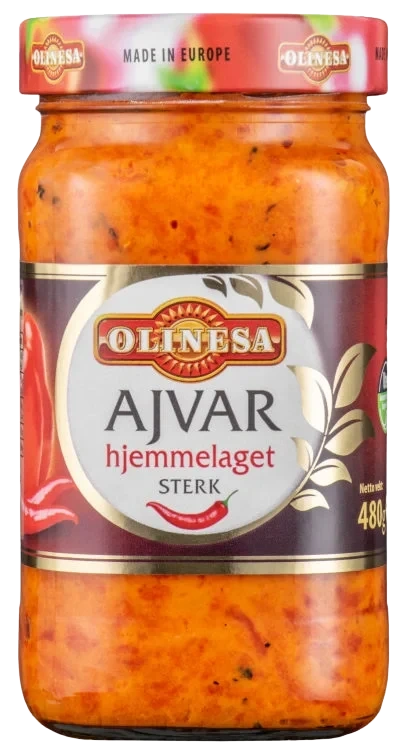 Ajvar Hjemmelaget Sterk 480g Olinesa