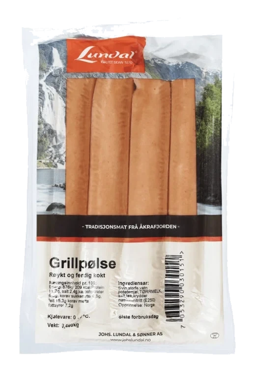 Grillpølse Røykt 480g Lundal