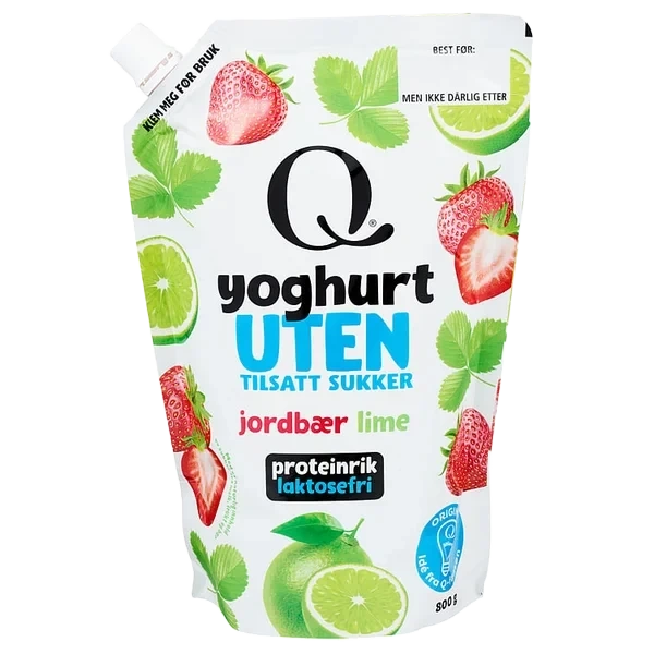 Yoghurt U/sukker Jordbær&lime 800g Q