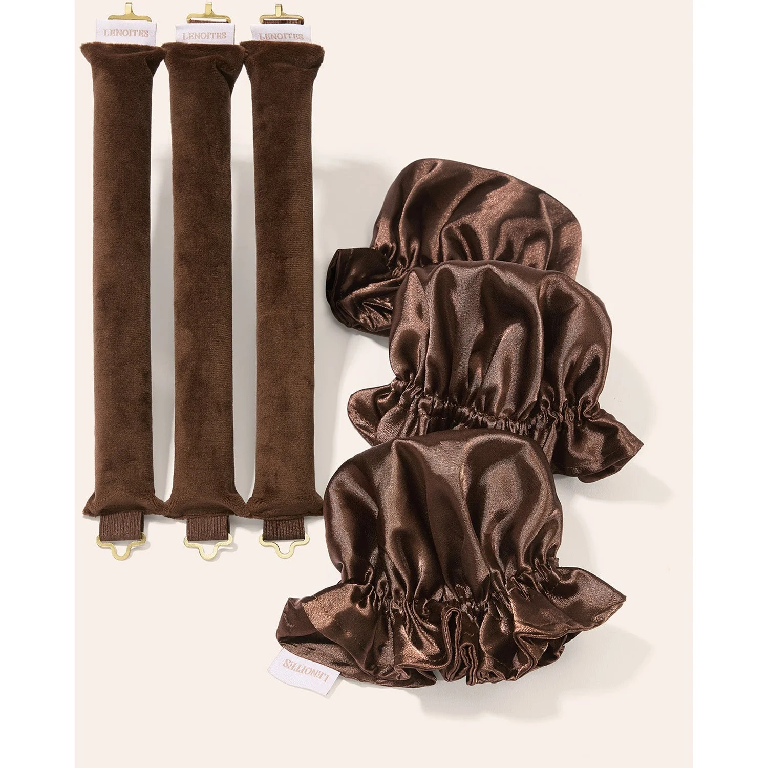 Lenoites Heatless Curling Rods with Caps 3-Pack Set