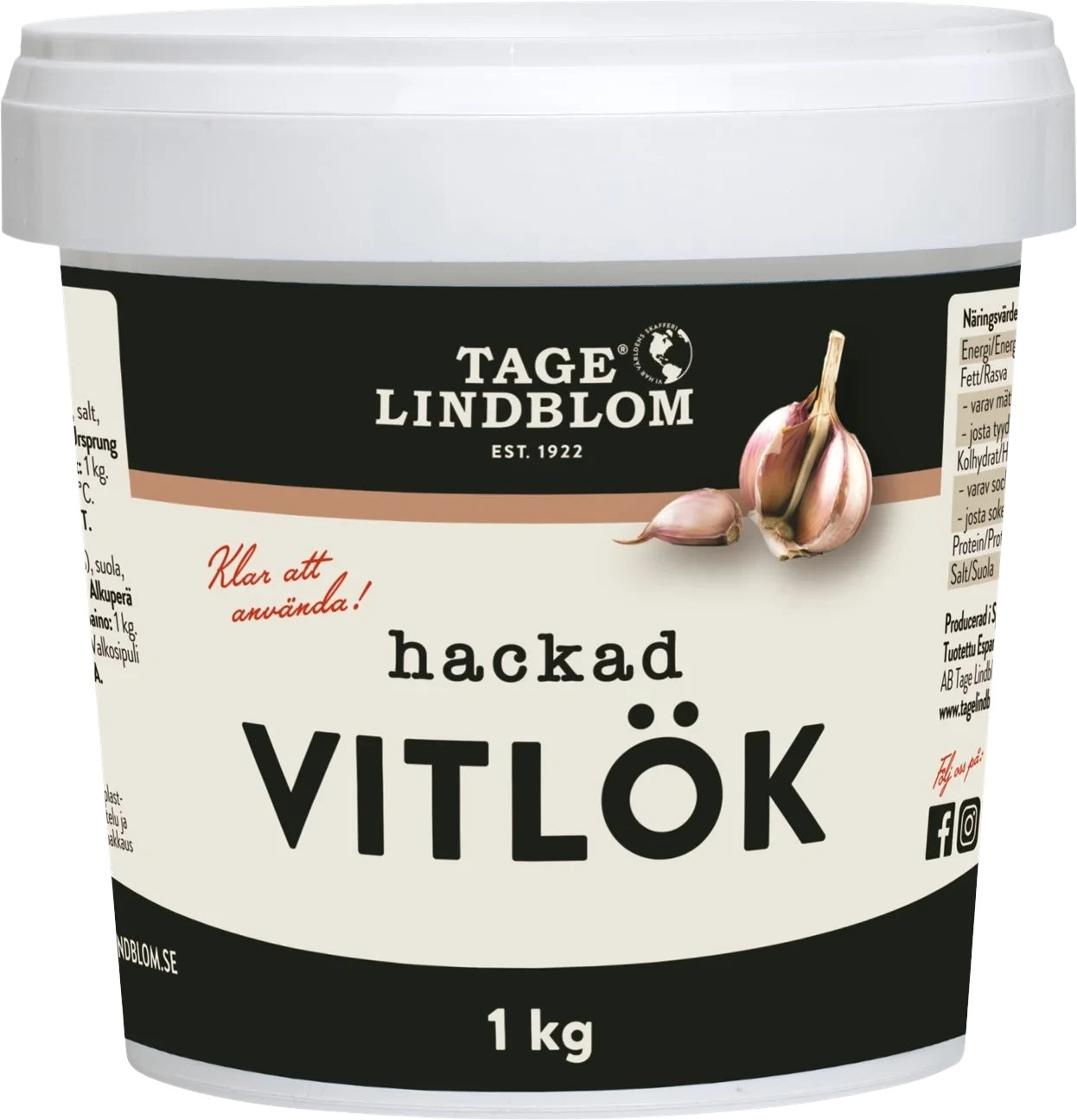 Hakket Hvitløk 1kg Tage Lindblom