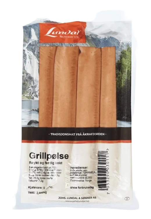 Grillpølse Røykt 480g Lundal
