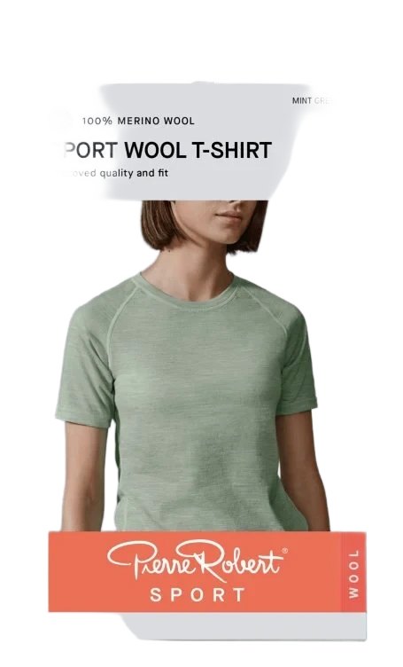 Wool T-Shirt Mint Grey S Pierre Robert