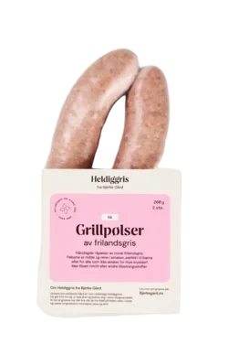 Heldiggris Grillpølser Rå av Frilandsgris 2pk 260g