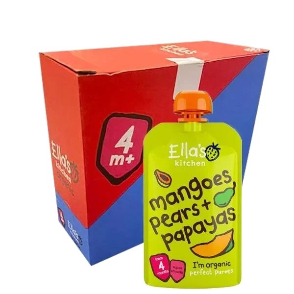 Økologisk Fruktpuré - Mango, Pære og Papaya (Kartong 7stk)