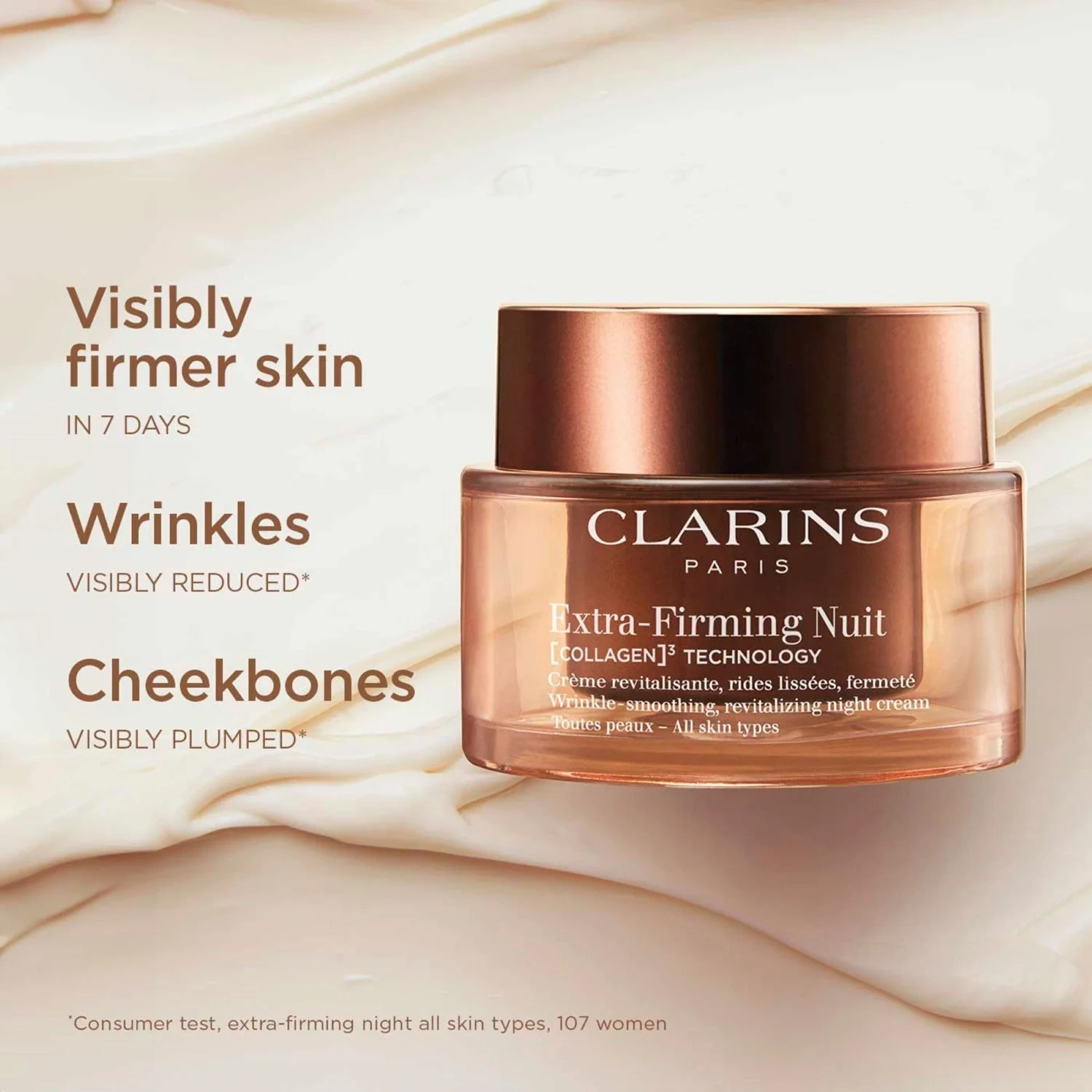 Clarins Extra-Firming Nuit Wrinkle-Smoothing, Revitalizing Night Cream All Skin Types 50 ml