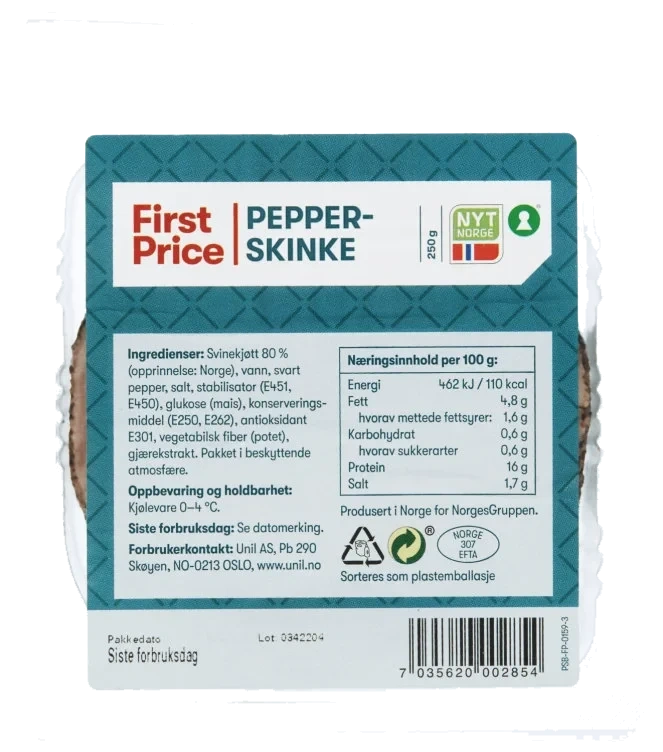 Pepperskinke 250g First Price