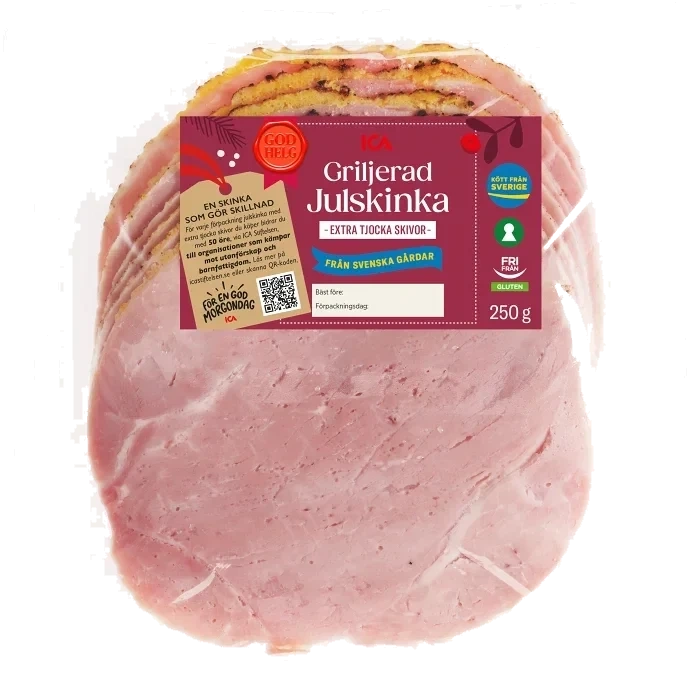 Julskinka Griljerad Skivad Extra Tjocka Skivor Glutenfri 250g ICA