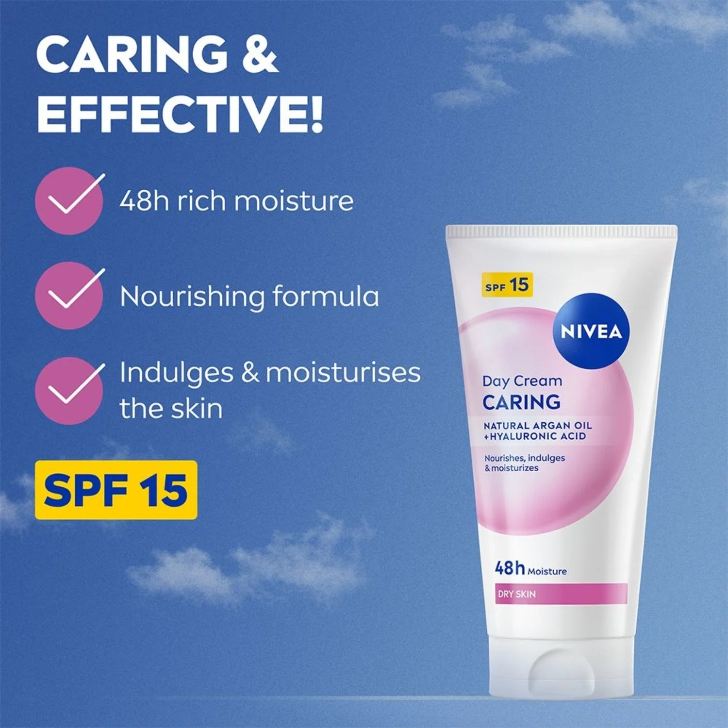 Nivea Day Cream Caring Dry Skin Spf15, 50ml