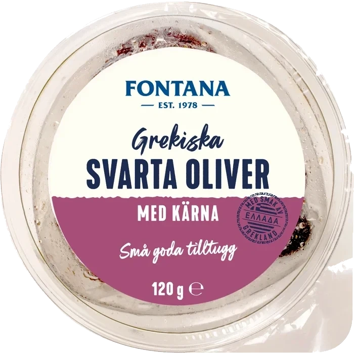 Oliver Svarta Conservolea med kärnor 120g Fontana