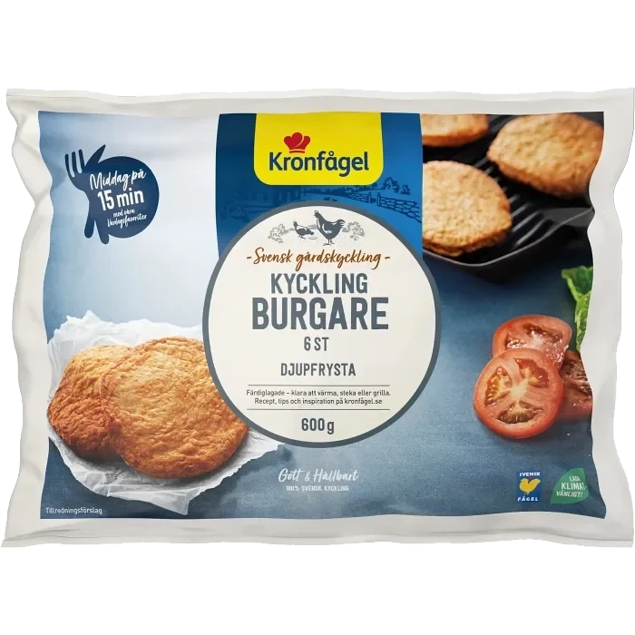 Kycklingburgare Fryst 600g Kronfågel