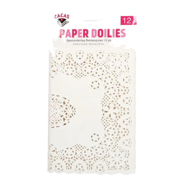 Kakeunderlag 12pk Rektangulær 22,5x30cm