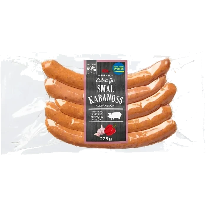 Kryddkorv Kabanoss Smal Extra Fin 89% kötthalt 225g ICA