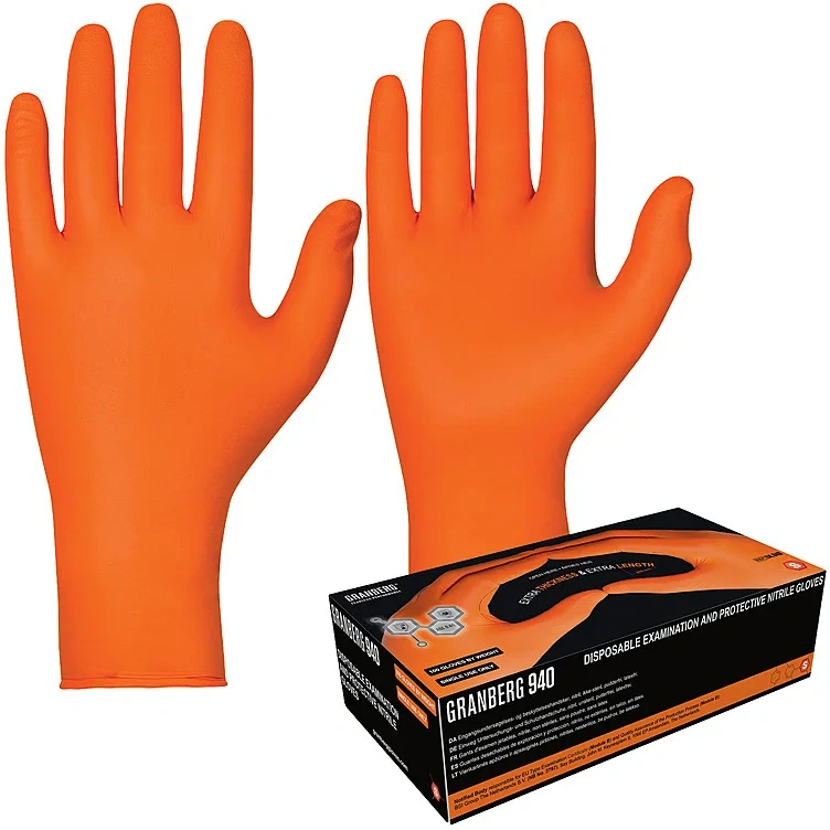 Engangshansker nitril chemstar pudderf orange str s   100stk