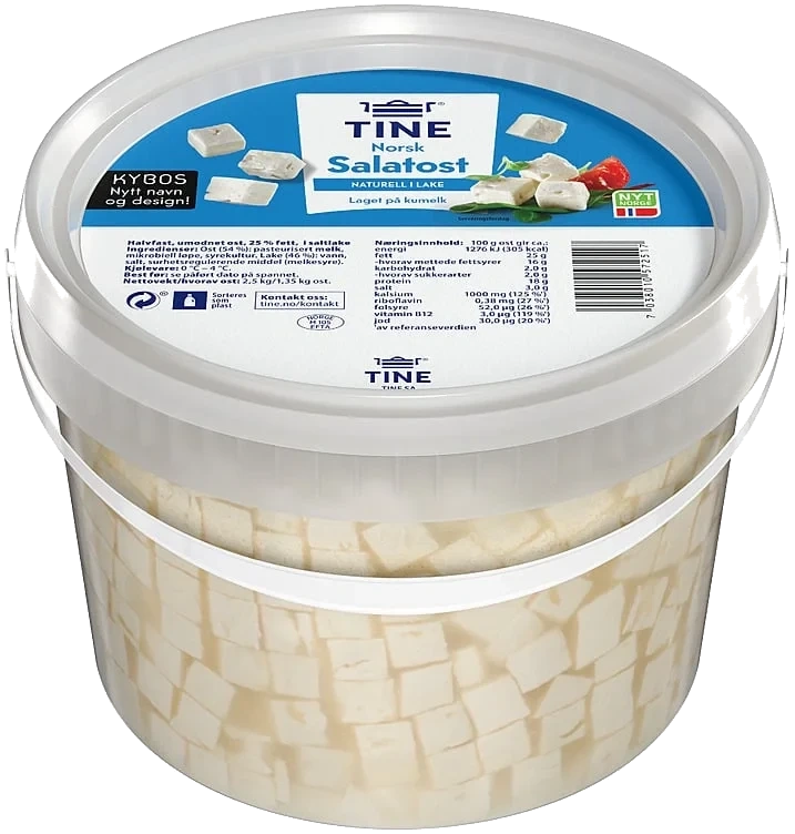 Kybos Naturell Salatost i Lake 2.5kg Tine