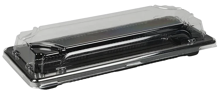Sushiboks sort m/klart lokk rektang. 12-14bit 400stk