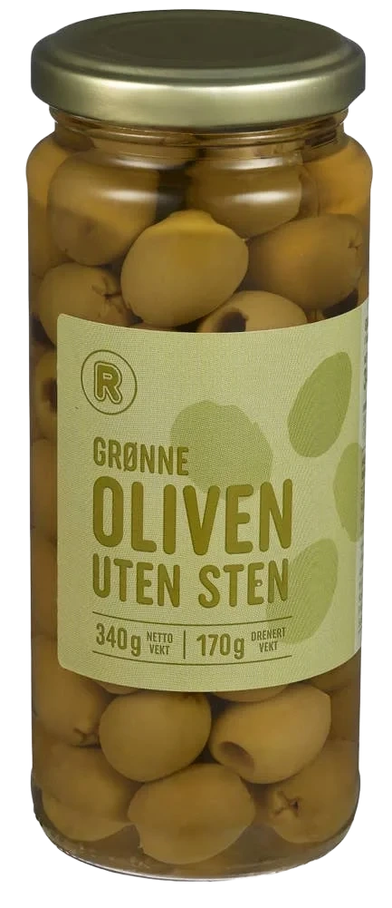 Grønne oliven Uten sten, 340 g