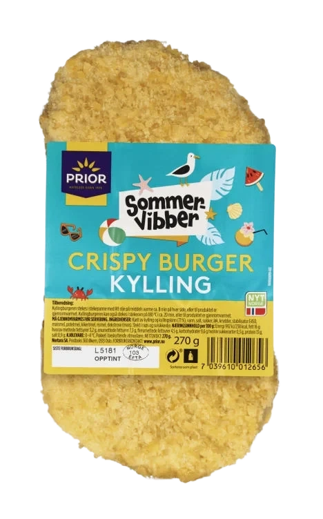 Crispy Burger Av Kylling 270g Prior