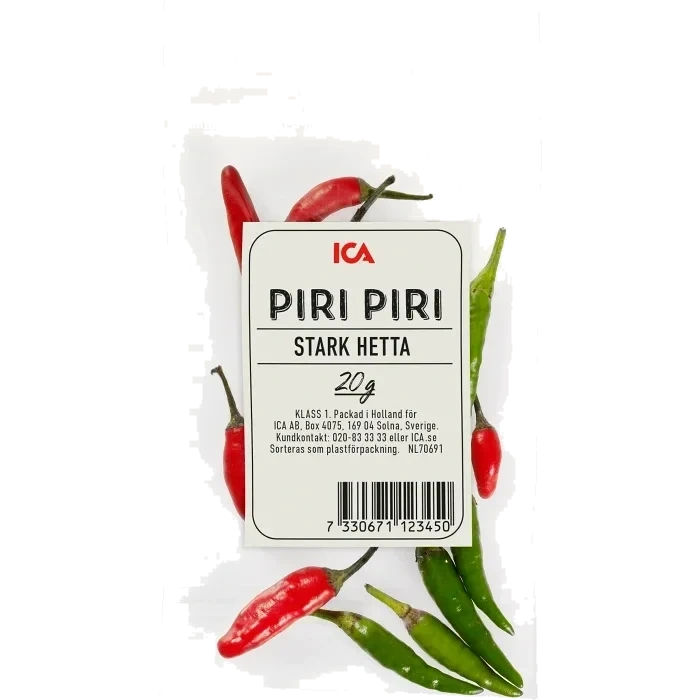 Röd & grön piri piri 20g Klass 1