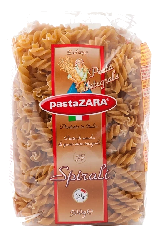 Fullkorn Skruer Spirali Intergrale 500g Pasta Zara