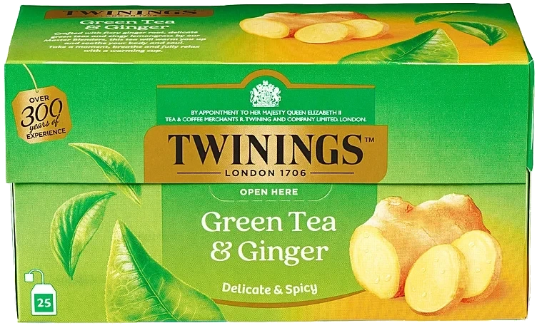 Twinings grønn te ingefær   25bg