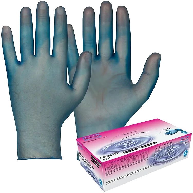 Engangshansker vinyl/pvc blå xl   100stk