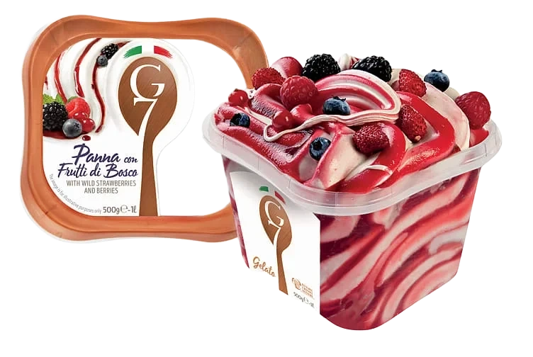 Panna Con Frutti Di Bosco 1l G7 Ekte Italiensk Iskrem