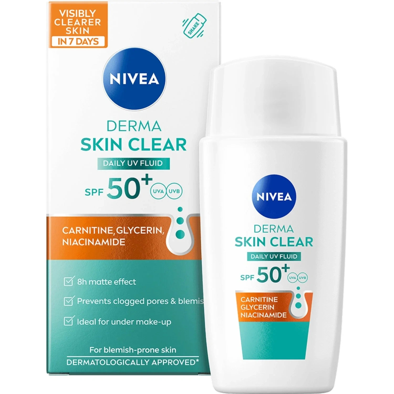 Nivea Ansiktskräm Derma Skin Clear Daily UV Fluid SPF50+ 40 ml