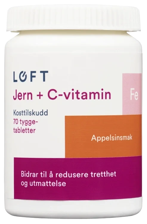Jern Tyggetablett Appelsin 70stk Løft