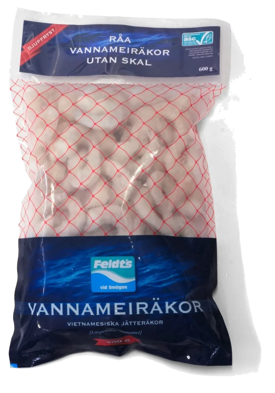 Vannameiräkor råa utan skal