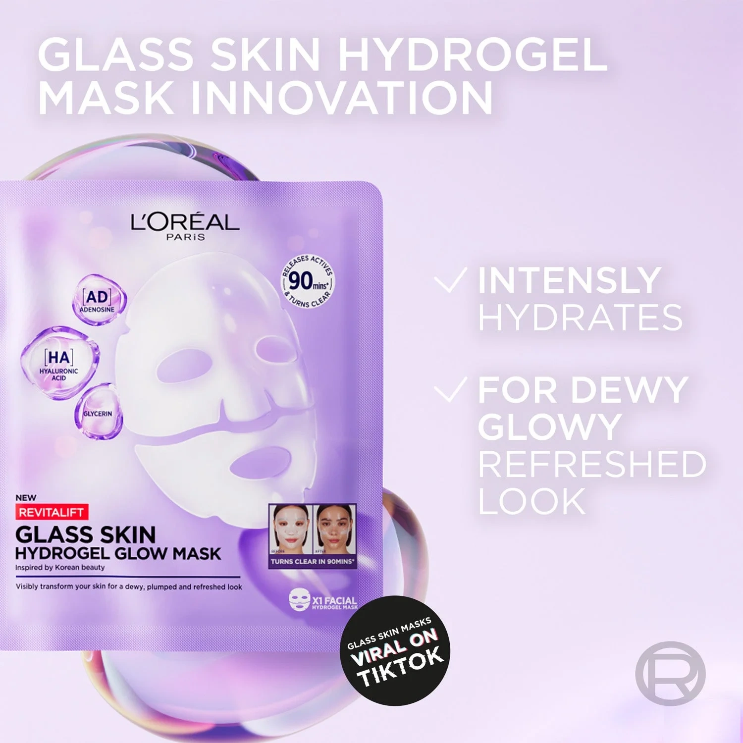 L'Oréal Paris Revitalift Filler Glass Skin Hydrogel Glow Mask 1 PCE