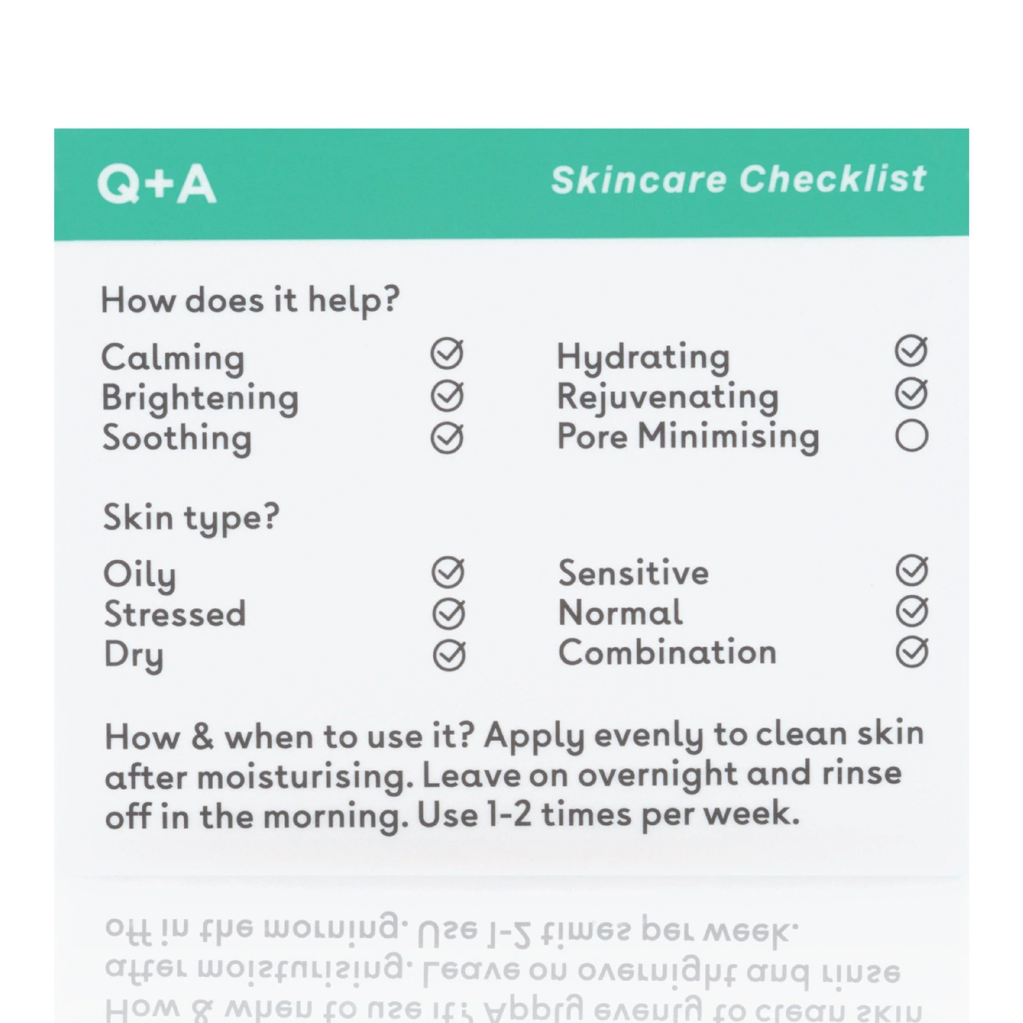 Q+A Cica Calming Overnight Face Mask
