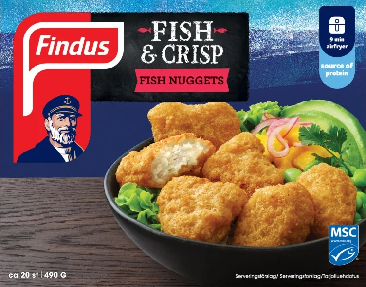 Fish & crisp fish nuggets 490g Findus