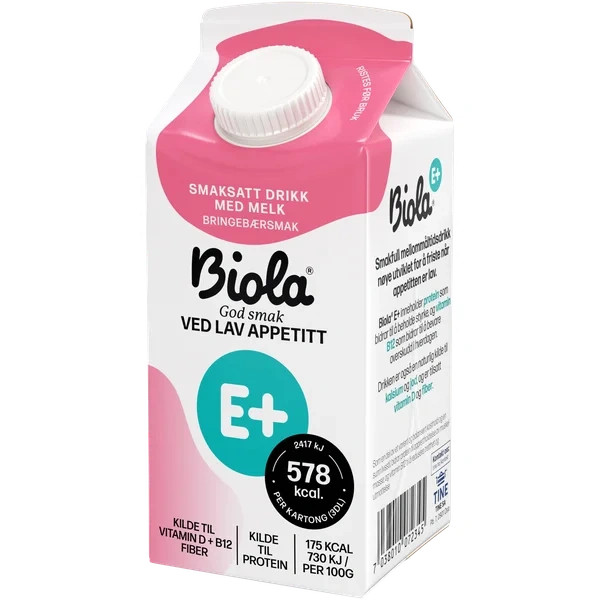 Biola E+ Drikke Bringebærsmak 300ml Tine