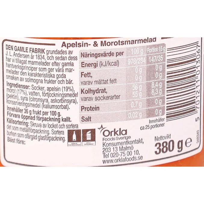 Marmelad Apelsin & Morot
