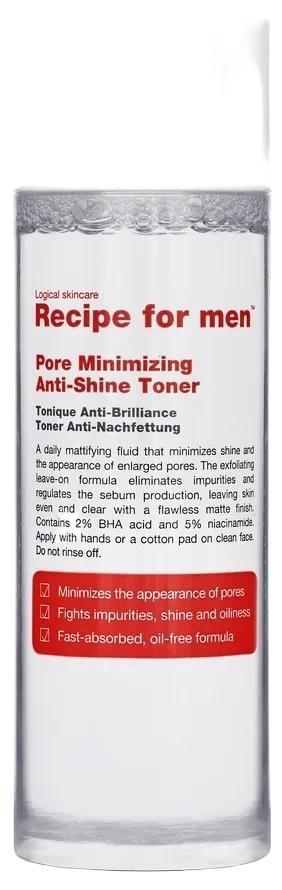 Recipe For Men Pore Minimizing Anti-Shine Toner 100 ml