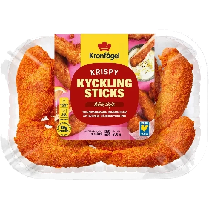 Kyckling Sticks Färska Krispy BBQ av innerfilé 450g Kronfågel