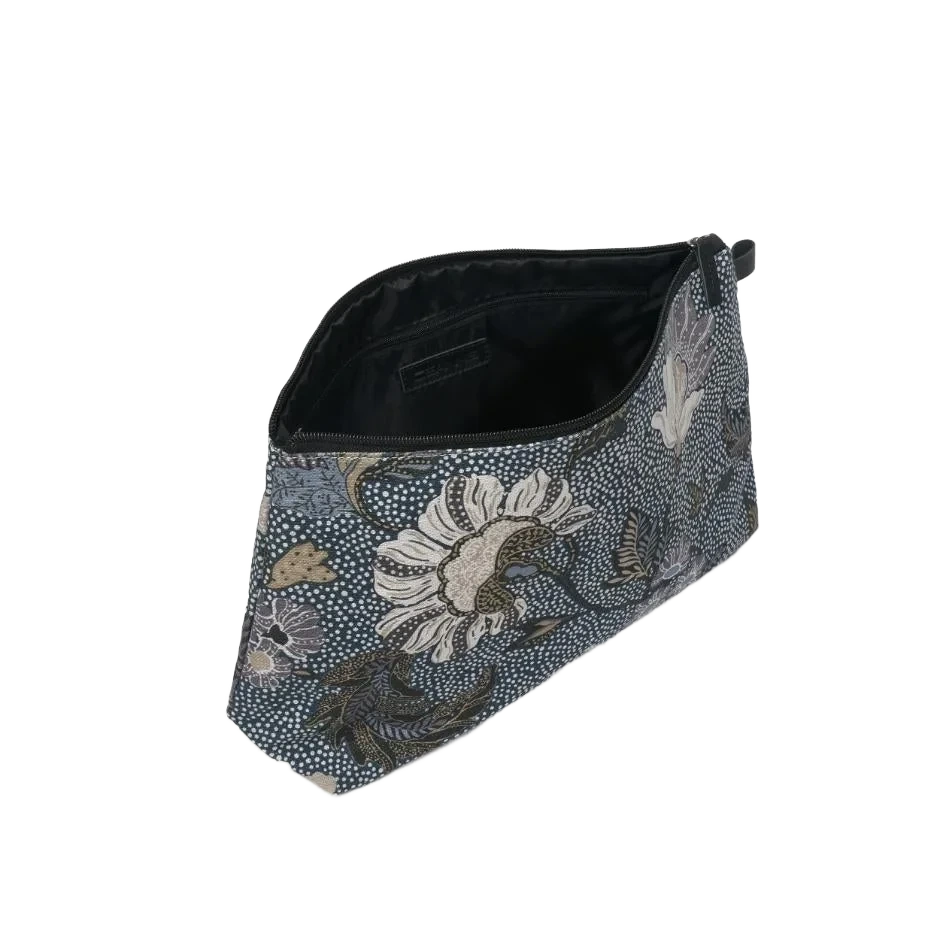 Ceannis Cosmetic Small Denim Blue Flower Linen