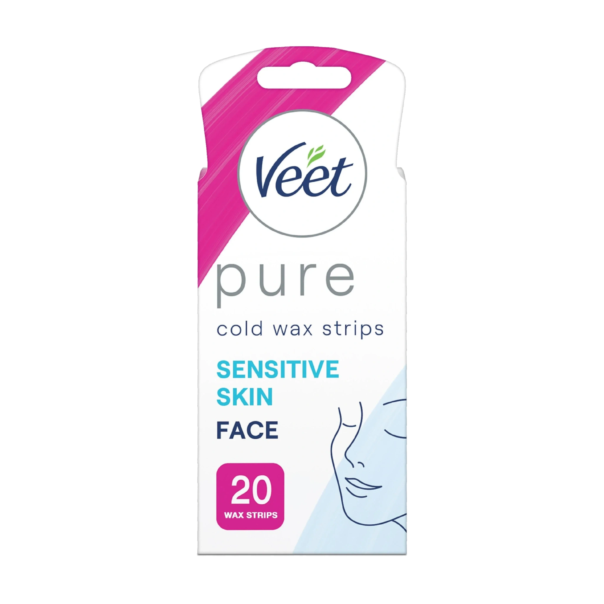 Veet Pure hårfjerningsstrips ansikt, 20 stk.