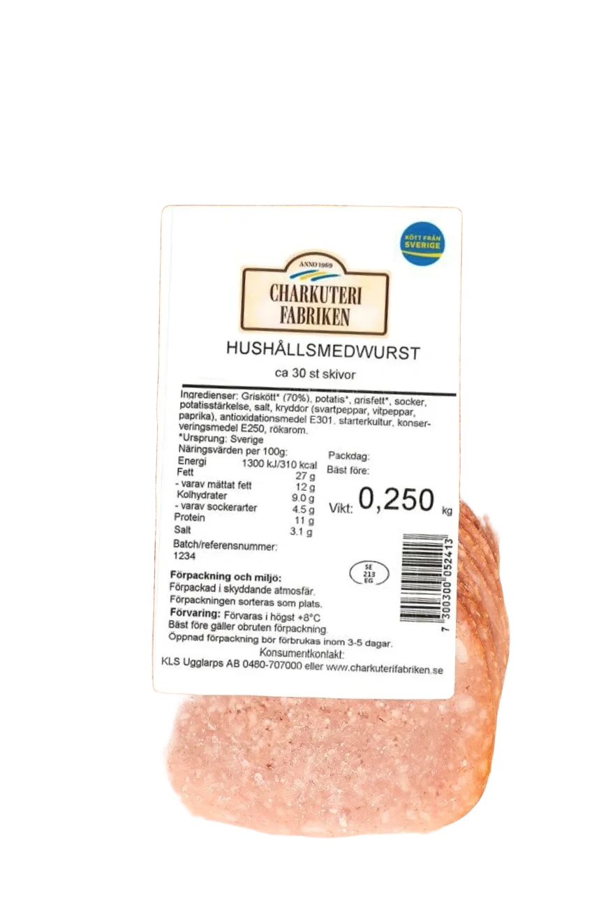 Hushållsmedwurst skivad